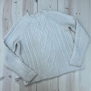 Abercrombie & Fitch Cream Cable Knit Fisherman’s High Neck Sweater Sz. M